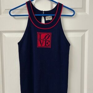 Vintage Navy Tank Top with Red Love Design